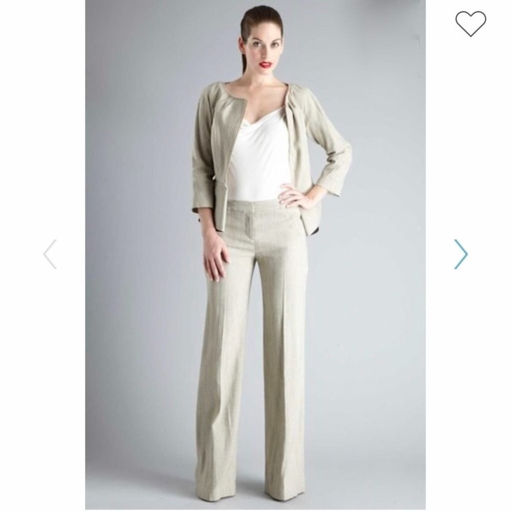 NWT AndyTheAnh Wide Leg Ramie Ivory Pants Sz 6